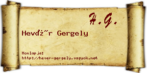 Hevér Gergely névjegykártya